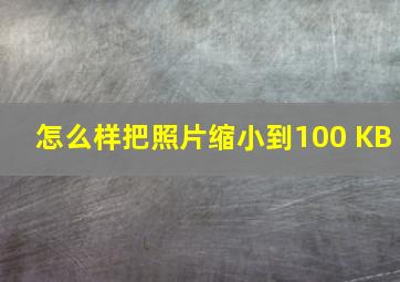 怎么样把照片缩小到100 KB